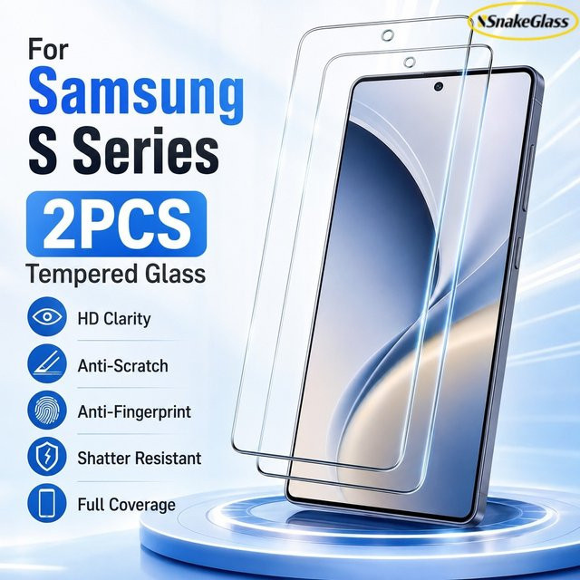2 Stück HD Panzerglas Displayschutz für Samsung Galaxy S26 Ultra S25 Edge S24 Plus S23 Plus S22 S21 S20 FE transparent sturzsicher und kratzfest - Bild 1