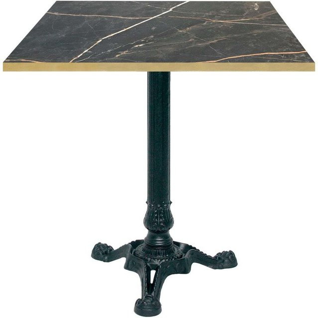 RestooTab Bistrotisch quadratisch in Schwarz und Gold mit Messingkanten, B/T/H: 70 x 70 x 75 cm - Bild 1
