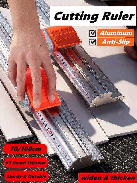 Manueller Papierschneider mit verschiebbarer Schneide und Lineal mit Doppelskala aus Aluminium für Fotos, Schaumstoffplatten und Folien - Bild 1