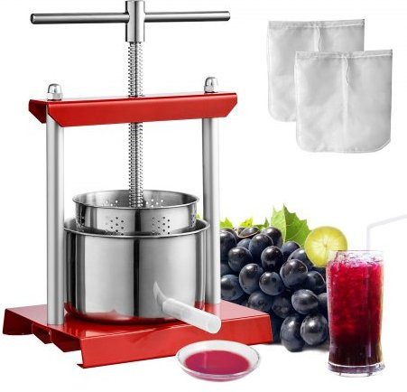 VEVOR Manuelle Saftpresse aus Edelstahl für Obst, Wein und Saft, 3,36 l, Silber - Bild 1