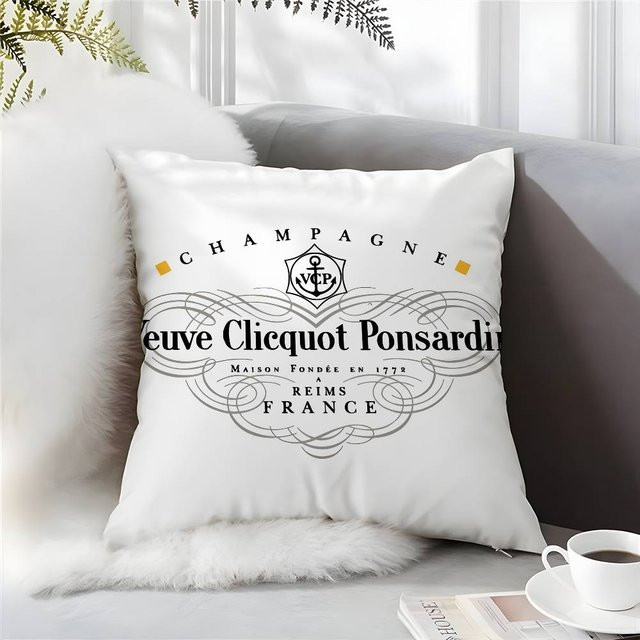 GUOYU HOMEDECOR Kissenbezug Champagner Veuve Clicquot in Beige und Weiß, quadratisch, B/H: 40,64 x 40,64 cm - Bild 1