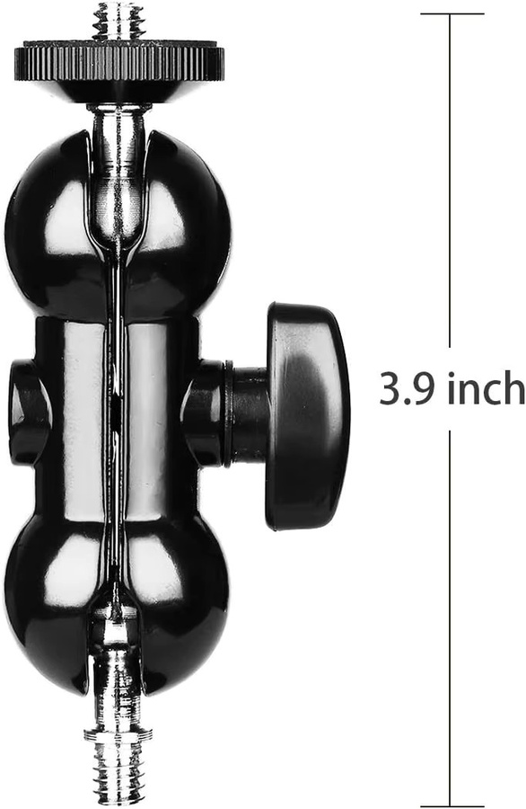 Lousxy Super Klemme mit 360 Grad Mini-Kugelkopf und Schnellspanner als Stativhalterung und Schraubklammer für DSLR-Kameras und GoPro 12 11 in Schwarz - Bild 5