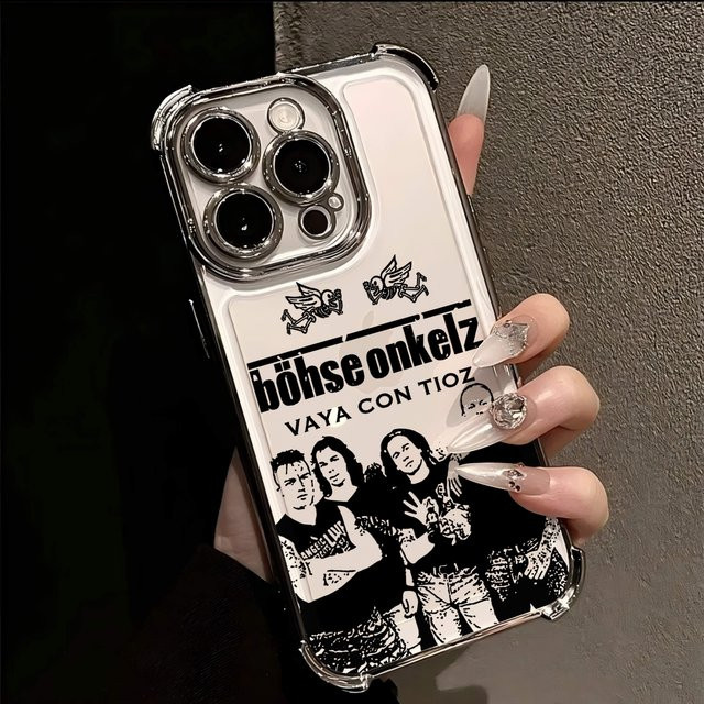 Sturzfeste Handyhülle im Böhse Onkelz Rockband Design für iPhone 17 16 15 14 13 12 11 Pro Max XS White - Bild 1