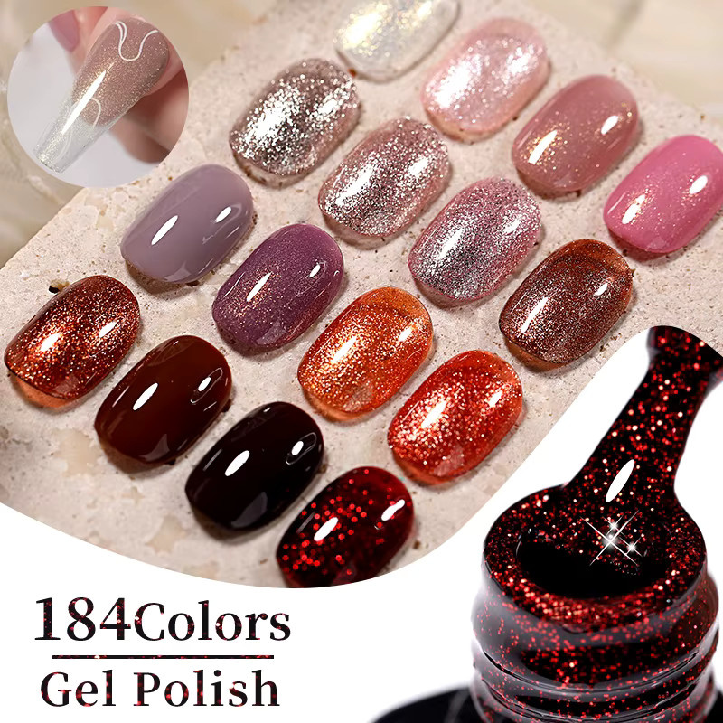 LILYCUTE Gold Aurora Glitter Gel Nagellack, Nude, Glänzend - Bild 3