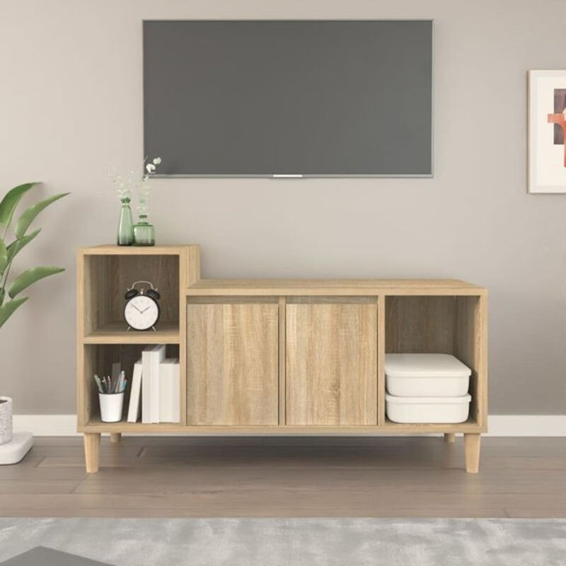 Vidaxl TV-Schrank in Sonoma-Eiche Natur aus Holzwerkstoff, B/T/H: 100 x 35 x 55 cm - Bild 1