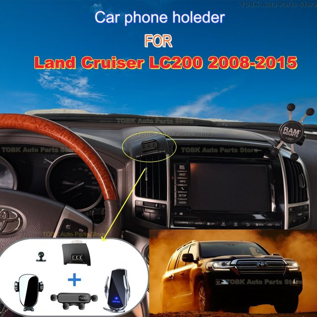 Smartphone Halterung mit kabelloser Ladefunktion für Toyota Land Cruiser LC200 (2008-2015), Schwarz - Bild 1