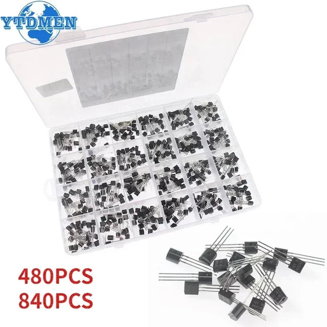 YTDMEN Transistor-Kit mit 24 Werten NPN und PNP Transistoren in Schwarz - Bild 1