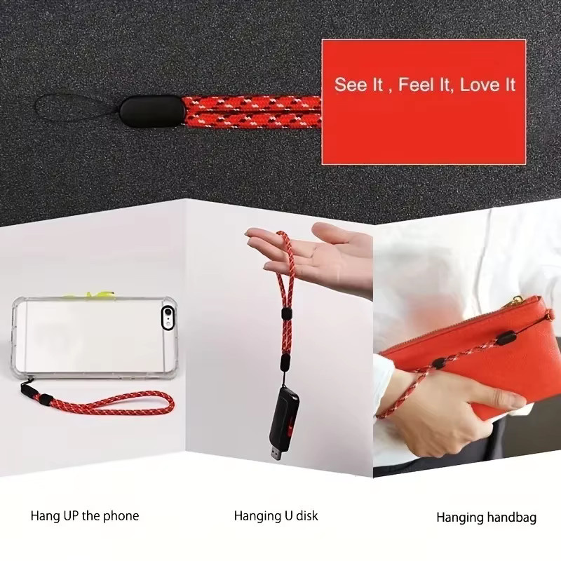 10er Set Universal Verstellbares Handgelenk Lanyard für Smartphone, USB und Walkie Talkie in Rot - Bild 3