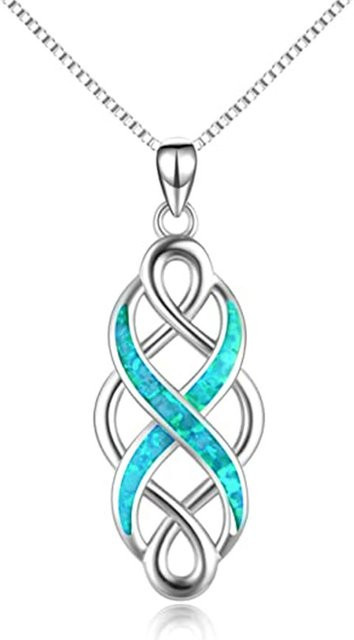 Huitan Halskette, Twist Design, Silber Farbe, grün Emaille, Damen - Bild 1