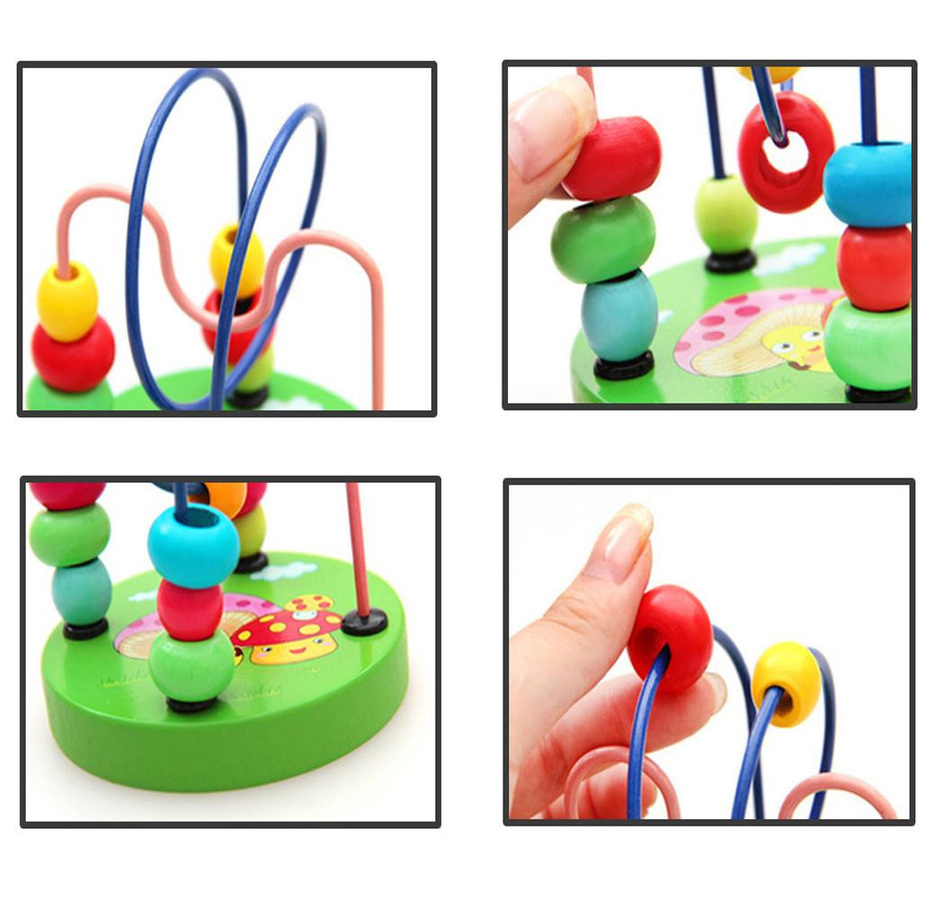 Linyi toy Montessori Holz Baby-Spielset Labyrinth mit Perlen und Rolle - Bild 2