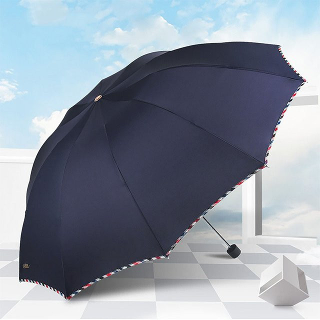 YUYU Faltbarer Doppelperson Regenschirm und Sonnenschirm in Schwarz und Blau - Bild 1