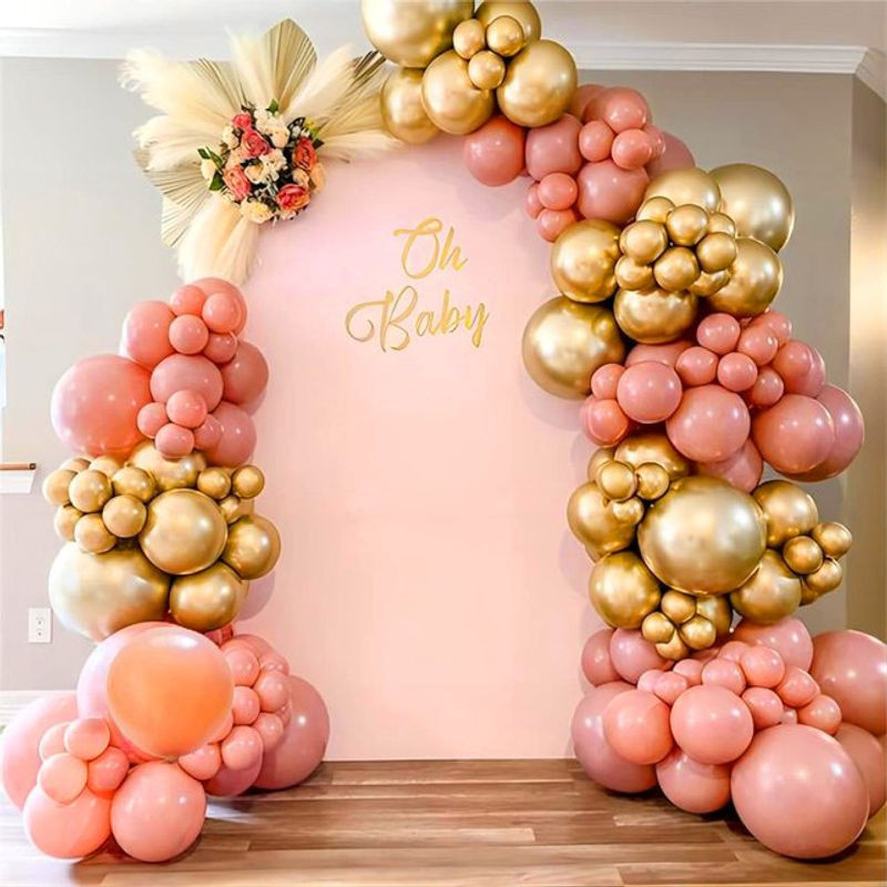 135-teiliges Latex-Ballon-Set in Grau, Rosa und Gold für deine Dekoration bei Geburtstagen, Hochzeiten oder Babypartys - Bild 1