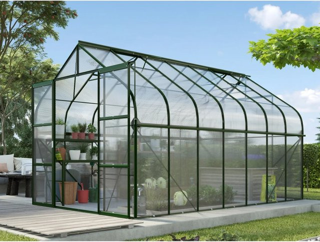 Vitavia Gewächshaus Diana 11500 in Smaragdgrün mit 11,5 m² Fläche, Aluminiumrahmen und 4 mm Polycarbonat-Dachplatten - Bild 3