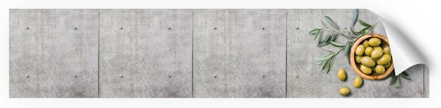 Myspotti Küchenrückwandfolie Olive and Concrete in Stone Look, Selbstklebend, B: 280 cm, H: 60 cm - Bild 1