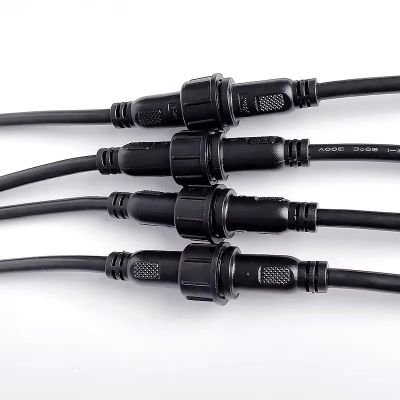 M16 IP65 wasserdichte Kabelstecker Set für LED-Streifen mit 2 3 4 oder 5 Pin Auswahl, männlich und weiblich, Farbe: Schwarz, Außendurchmesser: 22 mm, Kabeldurchmesser: 6 mm - Bild 4