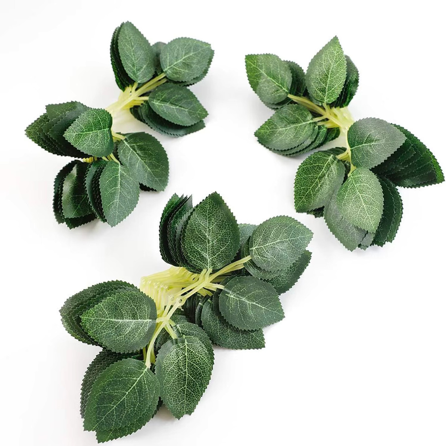 Künstliche Seidenrosen und Blätter in Grün für deine DIY-Dekoration, Hochzeiten oder Wandkränze - Bild 2