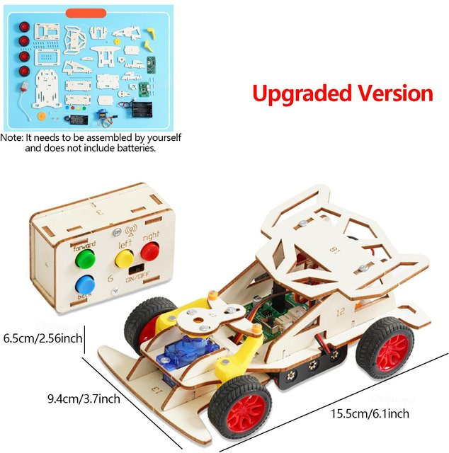 Binchi Outdoor Product DIY Holz-Fernbedienungsauto, Mini Allrad-Rennwagen, Lernspielzeug, ab 3 Jahre - Bild 1