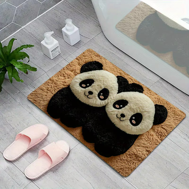 VIKAMA Badezimmermatte Panda mit rutschfester Oberfläche und schnell trocknender Funktion, mehrfarbig - Bild 2