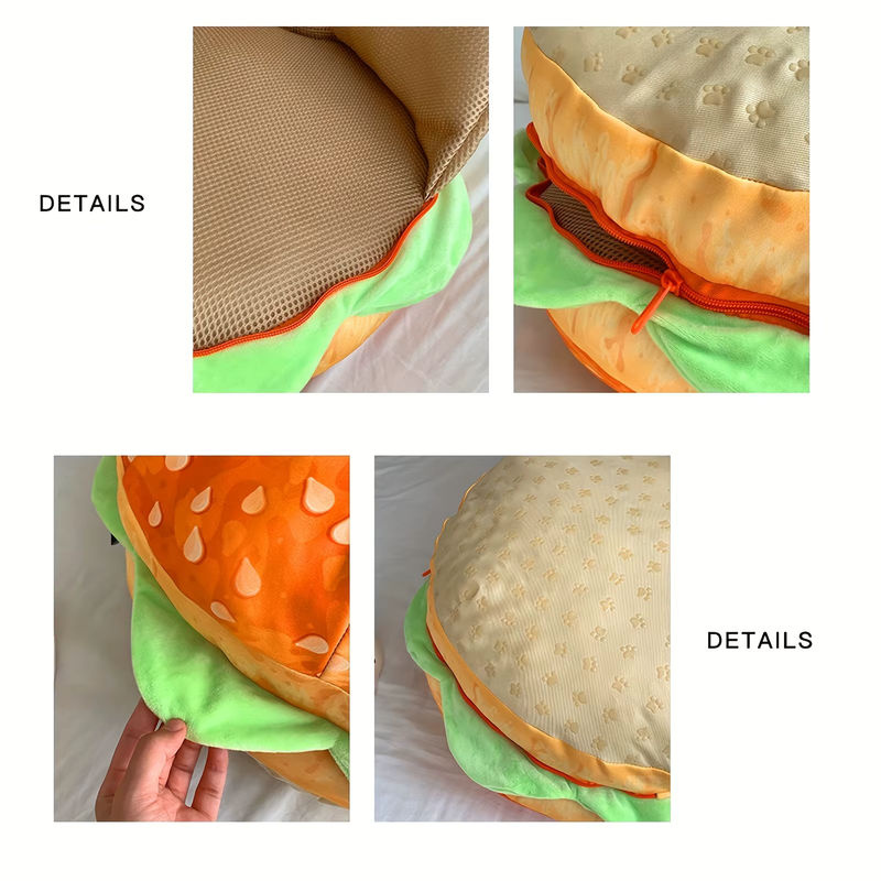 JUANNAI Plüsch Kissen Hamburger Cheeseburger Bunt Mehrfarbig - Bild 6