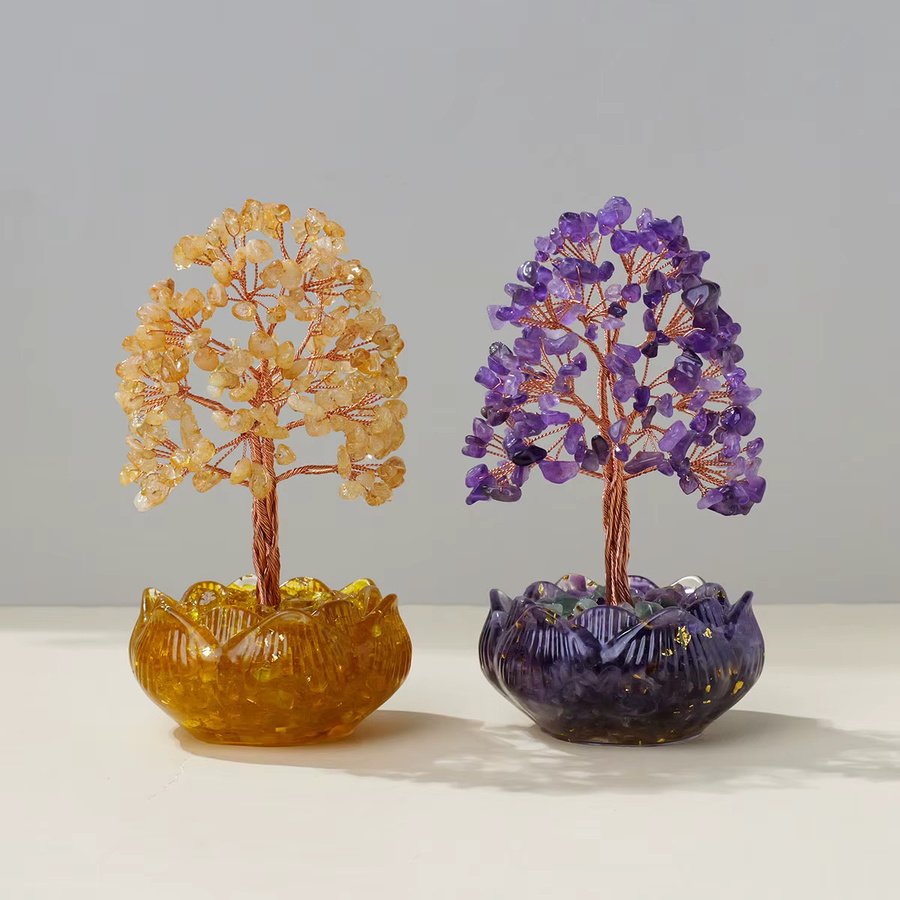 Natürliche Citrin-Amethyst-Lotus-Schale als Feng Shui Dekoration und Schatzschale - Bild 1