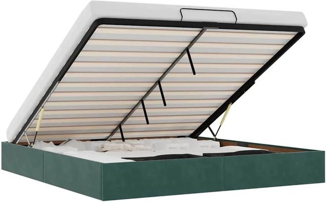 vidaXL Ottoman-Bett aus Samt in Dunkelgrün mit Lift-up-Funktion, B/T/H: 160 x 200 x 203 cm - Bild 1
