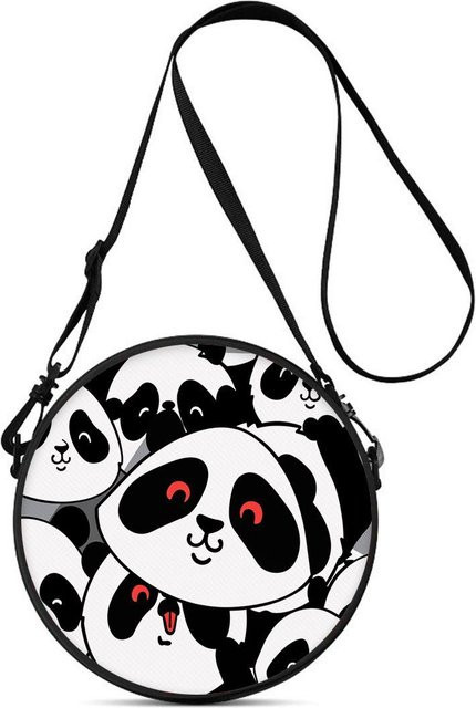 Fancy Style Studio Schultertasche Panda-Print, Damen, black - Bild 1