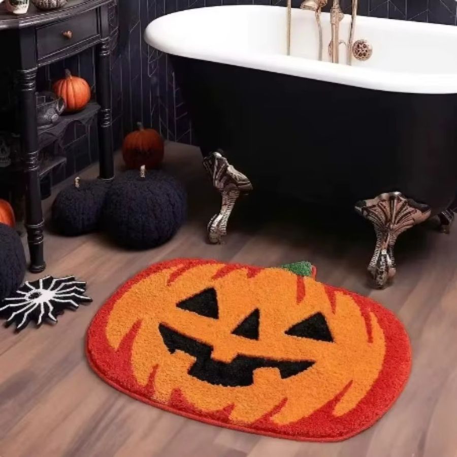 VIAKMA Halloween-Kürbismatte rutschfeste und saugfähige Bodenmatte für Badezimmer und Wohnzimmer - Bild 2