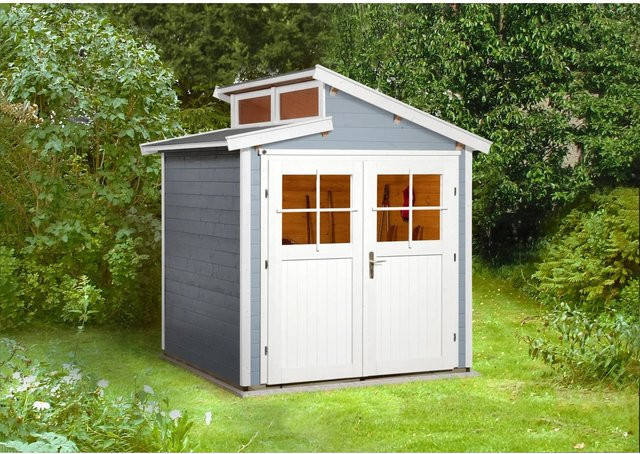 WEKA Holz-Gartenhaus 226 Gr. 1 in Grau mit Pultdach und Vordach, B/H/T: 237 x 252 x 209 cm - Bild 1