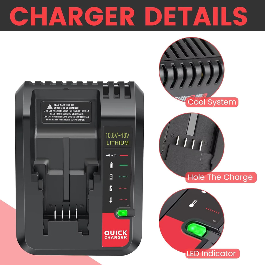 Black And Decker Lithium-Ionen Akku-Schnellladegerät 2A für 10,8-18V Werkzeuge, kompatibel mit LBXR20 und LBXR20B - Bild 4