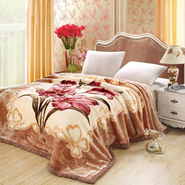 WTEMPO Raschel-Nerzdecke in Beige, doppellagig und superweich, Queen-Size, B/B: 200 x 230 cm - Bild 1