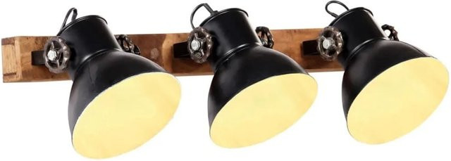 vidaXL Wandlampe im Industriestil aus Eisen und Mangoholz in Schwarz und Braun, E27, Höhe: 65 cm, Breite: 25 cm, Tiefe: 25 cm - Bild 1