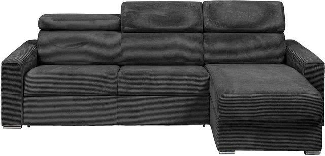 Vente-unique Schlafsofa Vizir in Anthrazitgrau, L-Form, modern und wendbar mit Polsterung, Breite: 302 cm - Bild 1