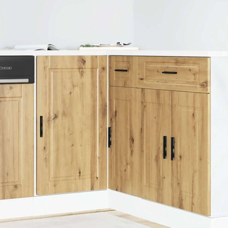 Küchenunterschrank Porto in Artisan-Eiche Natur Braun aus Holzwerkstoff mit Drehtüren im Landhausstil von vidaxl - Bild 1