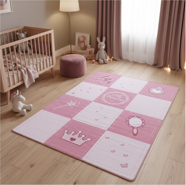 Kinderteppich TRAUN von Kadima Design mit Prinzessin-Motiv in Rosa, B: 80 cm, L: 120 cm - Bild 1