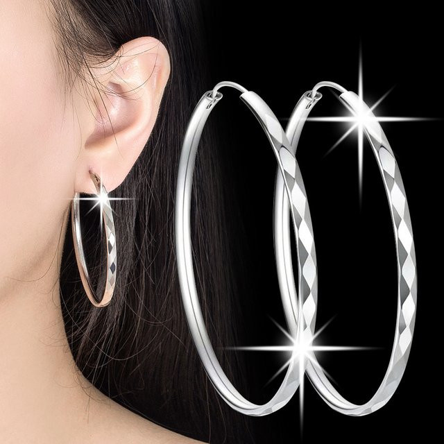 Creolen 925 Silber, diamantförmig, Damen - Bild 1