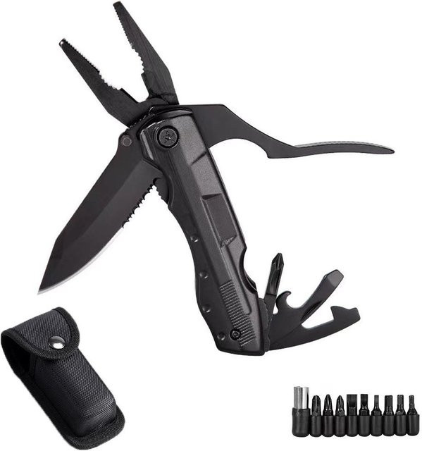 Topfactory Multitool Taschenzange aus Edelstahl in Schwarz mit Klinge, Säge, Schraubendreher und Flaschenöffner - Bild 1