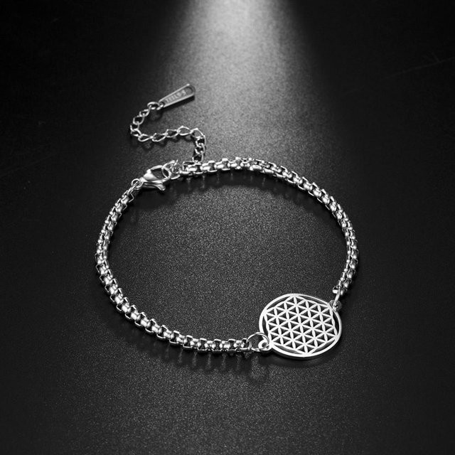 Charm-Armband Edelstahl, Mandala, Schwarz, Unisex, 17-22cm - Bild 1