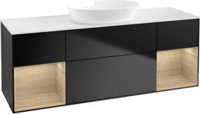V&B Waschtischunterschrank Finion mit Wandbeleuchtung, Farbe: Blau lackiert, B/T/H: 160 x 60,3 x 50,1 cm - Bild 1