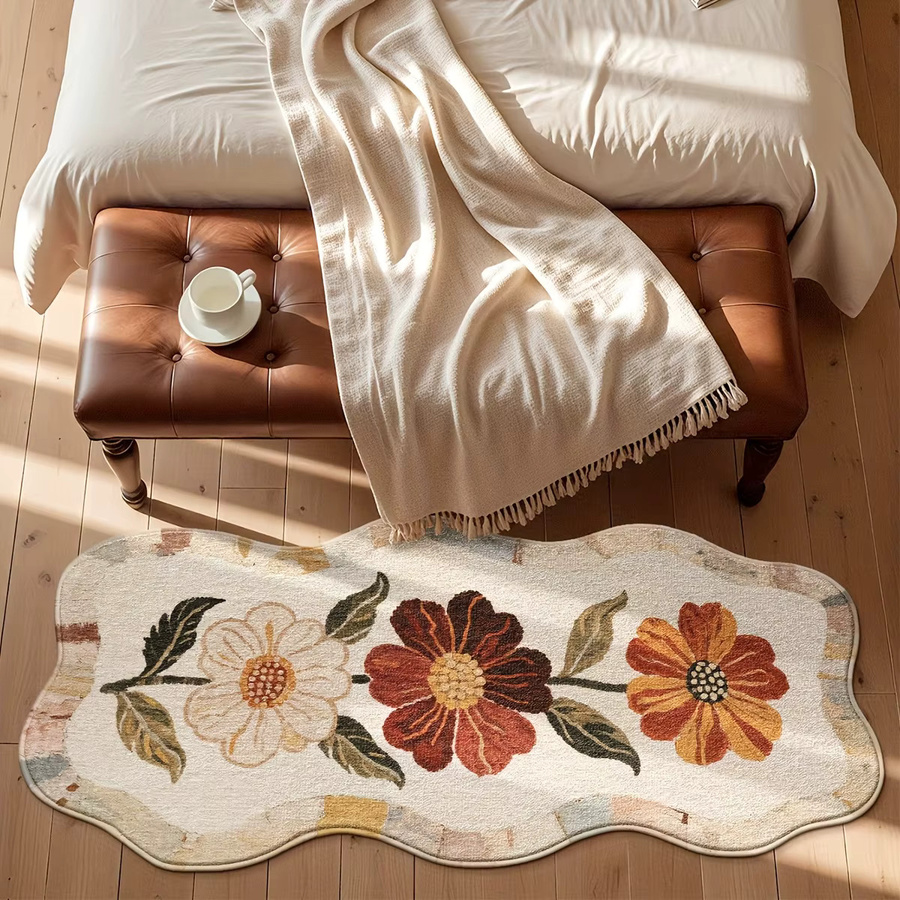 VIKAMA Rechteckige Bodenmatte im skandinavischen Design mit floralem Muster, Multicolour, für das Schlafzimmer - Bild 3