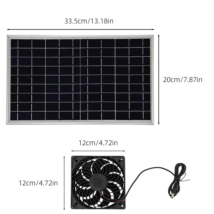 EESBAO Solarbetriebener Ventilator zur Belüftung von Tierunterkünften, Schwarz - Bild 5