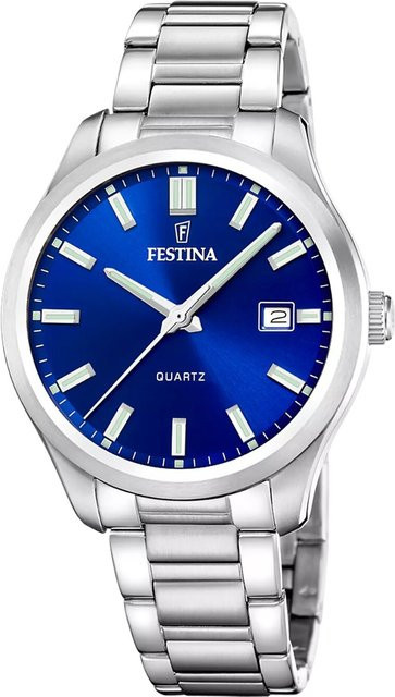 Festina Herrenuhr, Quarz, Edelstahl, Blau, 42 mm, 5 ATM - Bild 1