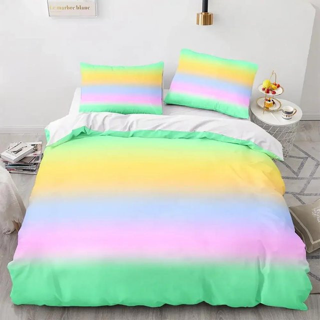 Lodestar Bettwäsche-Set mit Regenbogenfarbverlauf für Kinder, bestehend aus Bettbezug und Kissenbezug, Mehrfarbig, Polyester, B/H: 140 x 210 cm - Bild 1
