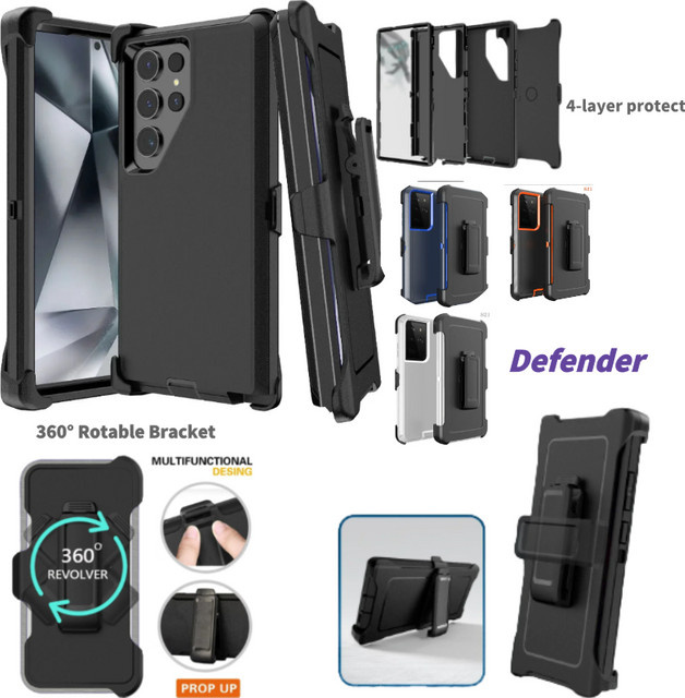 OTT-BOX 3-in-1 Rüstungshülle mit Gürtelclip für Samsung Galaxy S26 Ultra S25 S24 S23 Plus A57 A56 und weitere Modelle in Schwarz, Grau oder Weiß - Bild 1