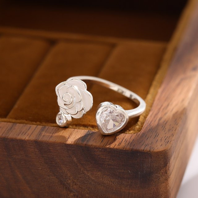 GaGa-Duck Ring, 925 Silber, Kristall, Blume, Unisex - Bild 1