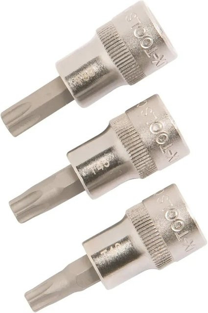 LUX-TOOLS Steckschlüssel Set 3-teilig aus Chrome Vanadium in Silber, 3/8 Zoll, T40 T45 T50 - Bild 1