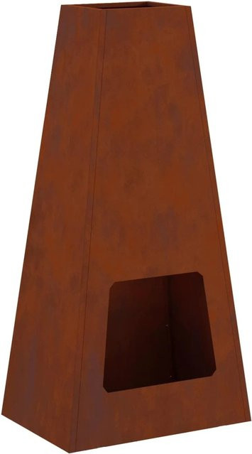 vidaXL Chiminea Feuerstelle aus wetterfestem Stahl in Braun, Höhe: 100 cm, Breite: 50 cm, Tiefe: 35 cm - Bild 1