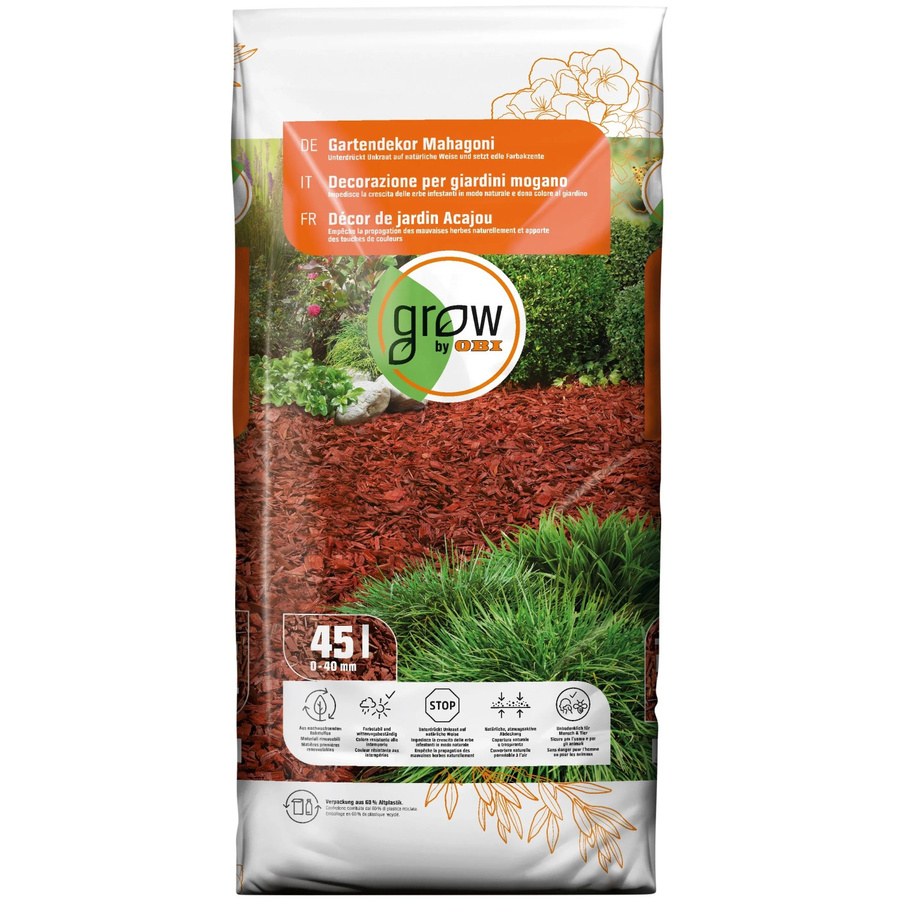 GROW by OBI Gartendekor Hackschnitzel aus Nadelholz in Rot, 45 l - Bild 2