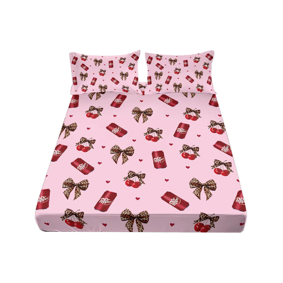 Coca-Cola 3-teiliges Bettwäsche-Set mit Grafik-Print in Rosa, bestehend aus Bettdecke und Spannbettlaken, Breite: 90 cm, Tiefe: 191 cm - Bild 2