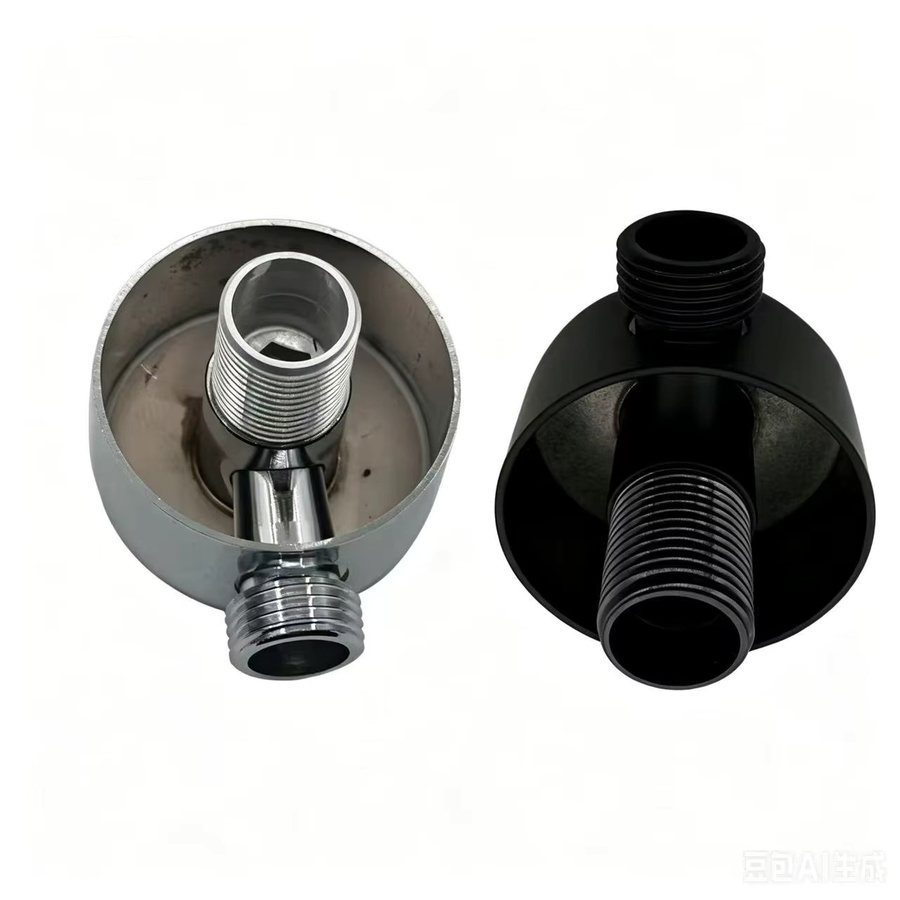 Duschschlauchanschluss für das Badezimmer mit G1/2 Wandverbindung, runde Wandmontage mit Winkelauslass in gebürstetem Nickel - Bild 1