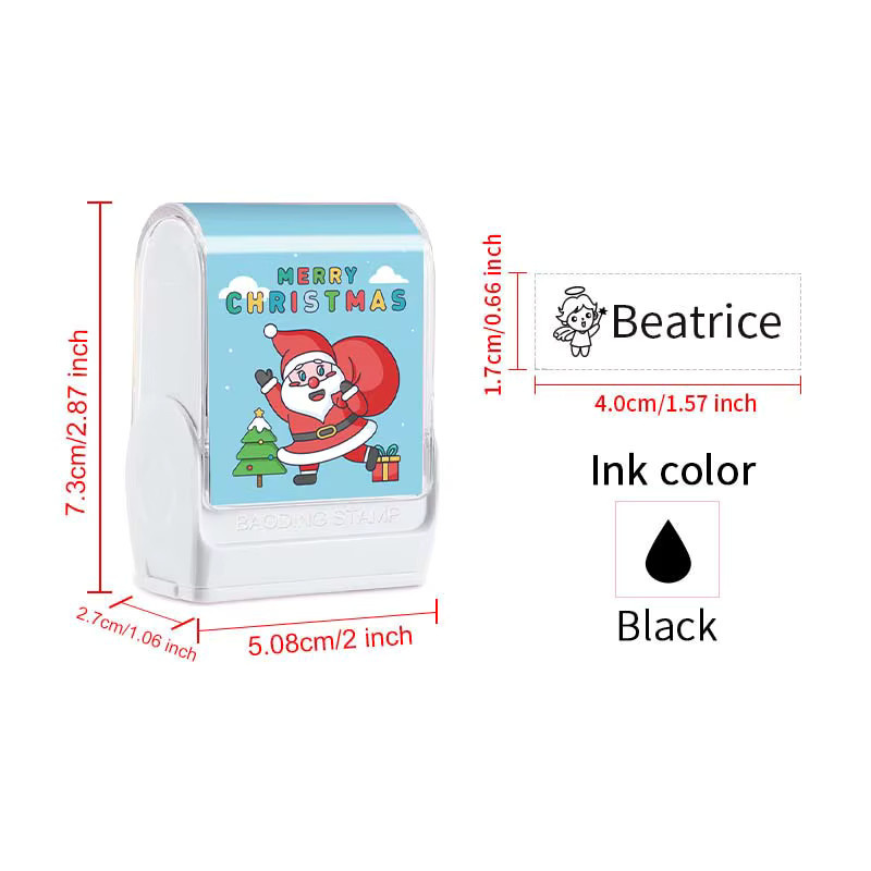 Personalisierter Cartoon-Weihnachtsstempel für Kleidung und Schulranzen mit ungiftiger wasserfester Tinte in Mehrfarbig - Bild 2